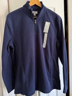 croft & barrow Navy Quarter-Zip Fleece Pullover